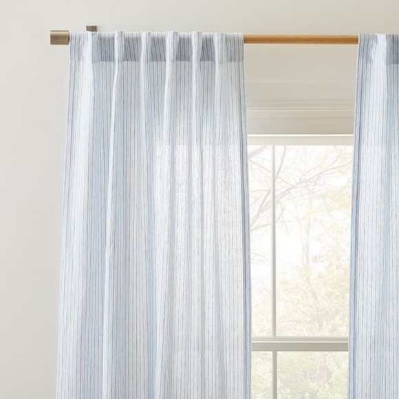 Canyon Stripe Pole Pocket Linen Curtain Panel - Thumbnail 4
